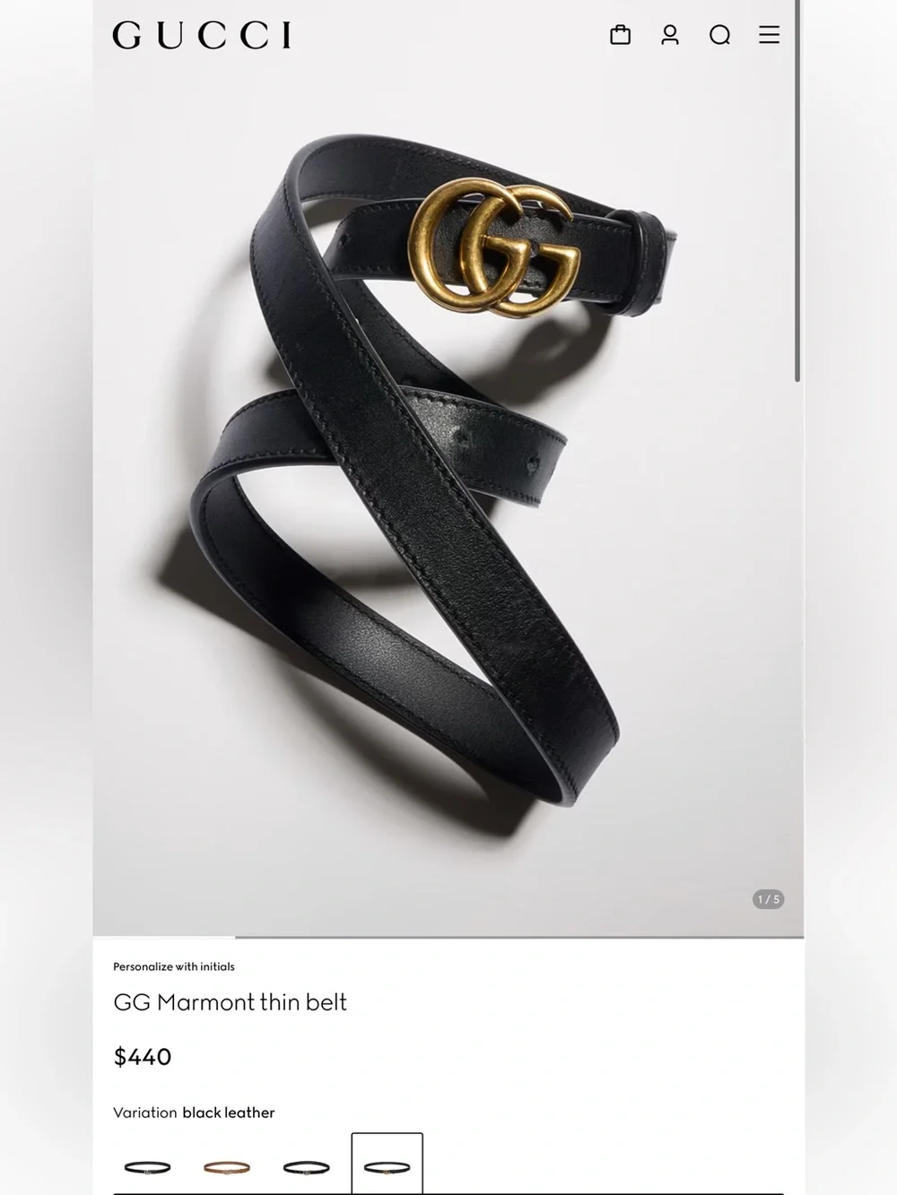 Women’s Black Gucci Marmont Belt